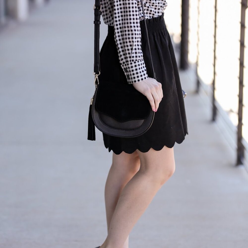 J.Crew Black Scalloped Edge Sidewalk Skirt - Picture 3 of 5